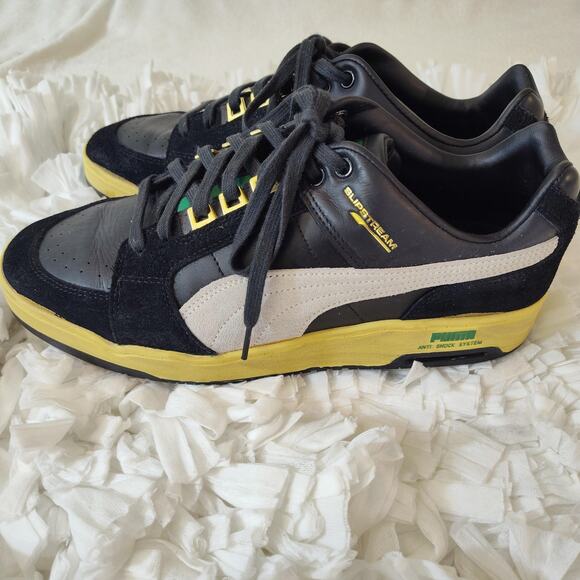 Puma Slipstream Shoes Mens Size 13 Black Yellow Suede Leather Anti Shock System - Picture 3 of 16